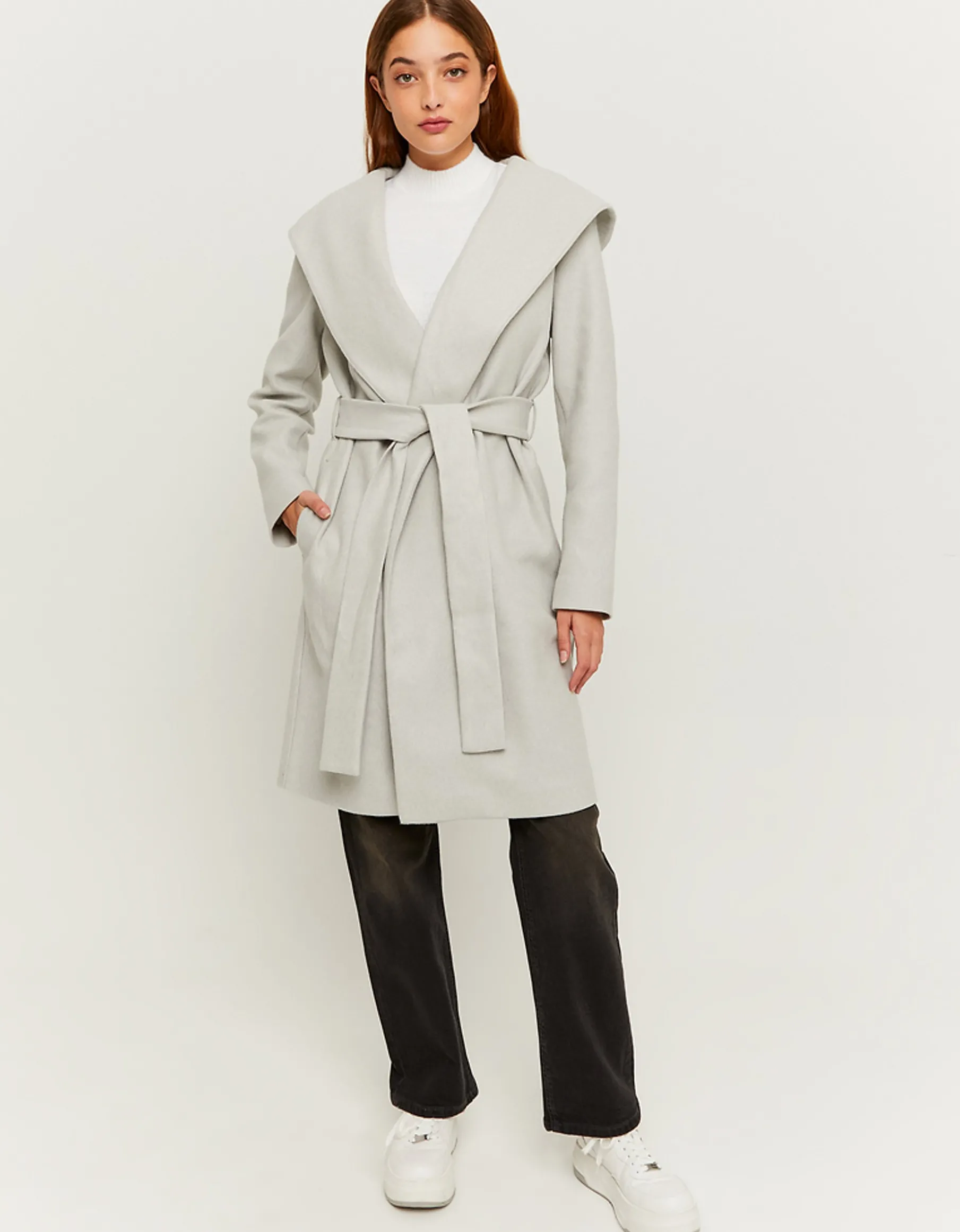Tally Weijl Giacche^Cappotto Grigio Con Cintura