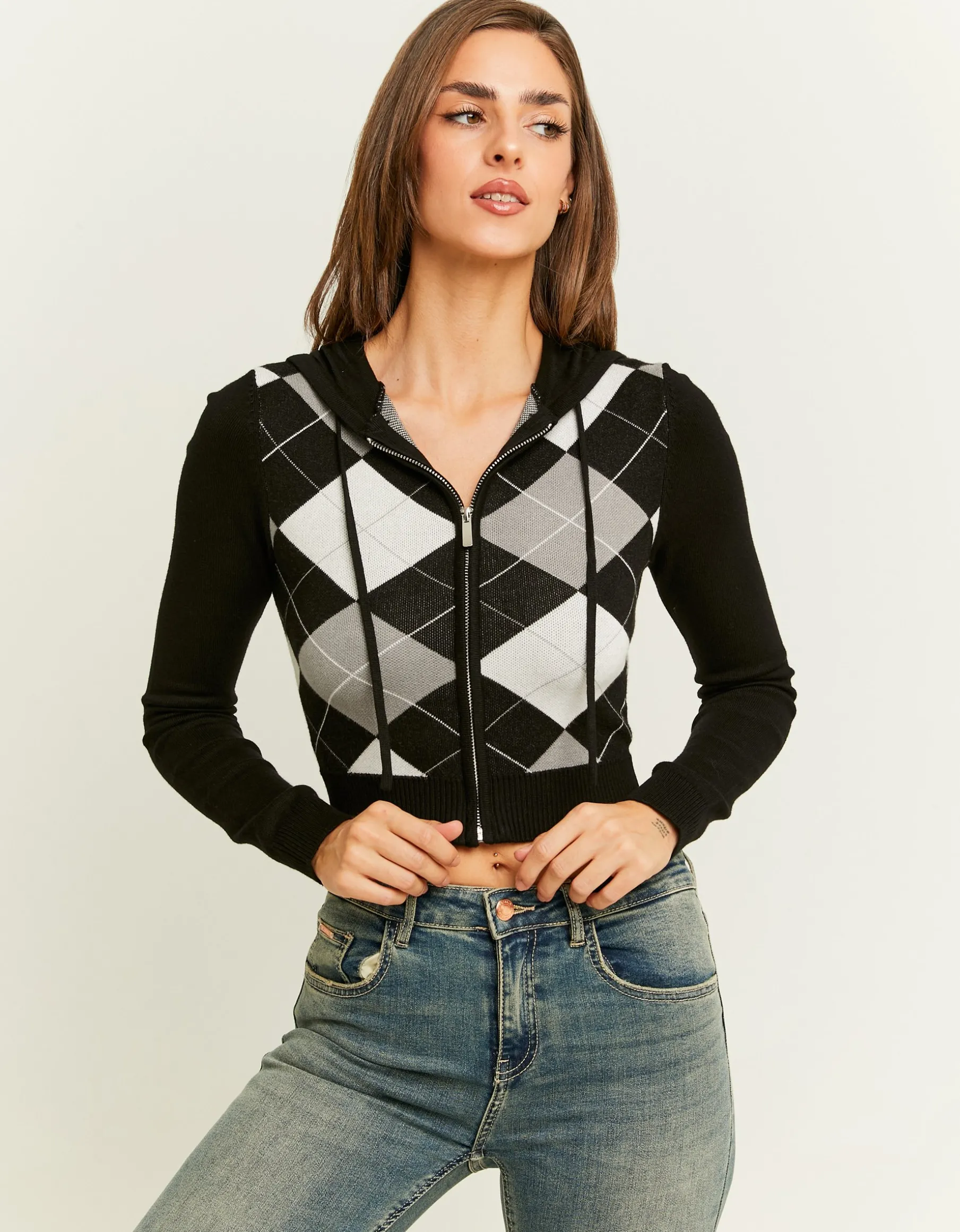 Tally Weijl Maglieria^Cardigan a Quadri con Cappuccio