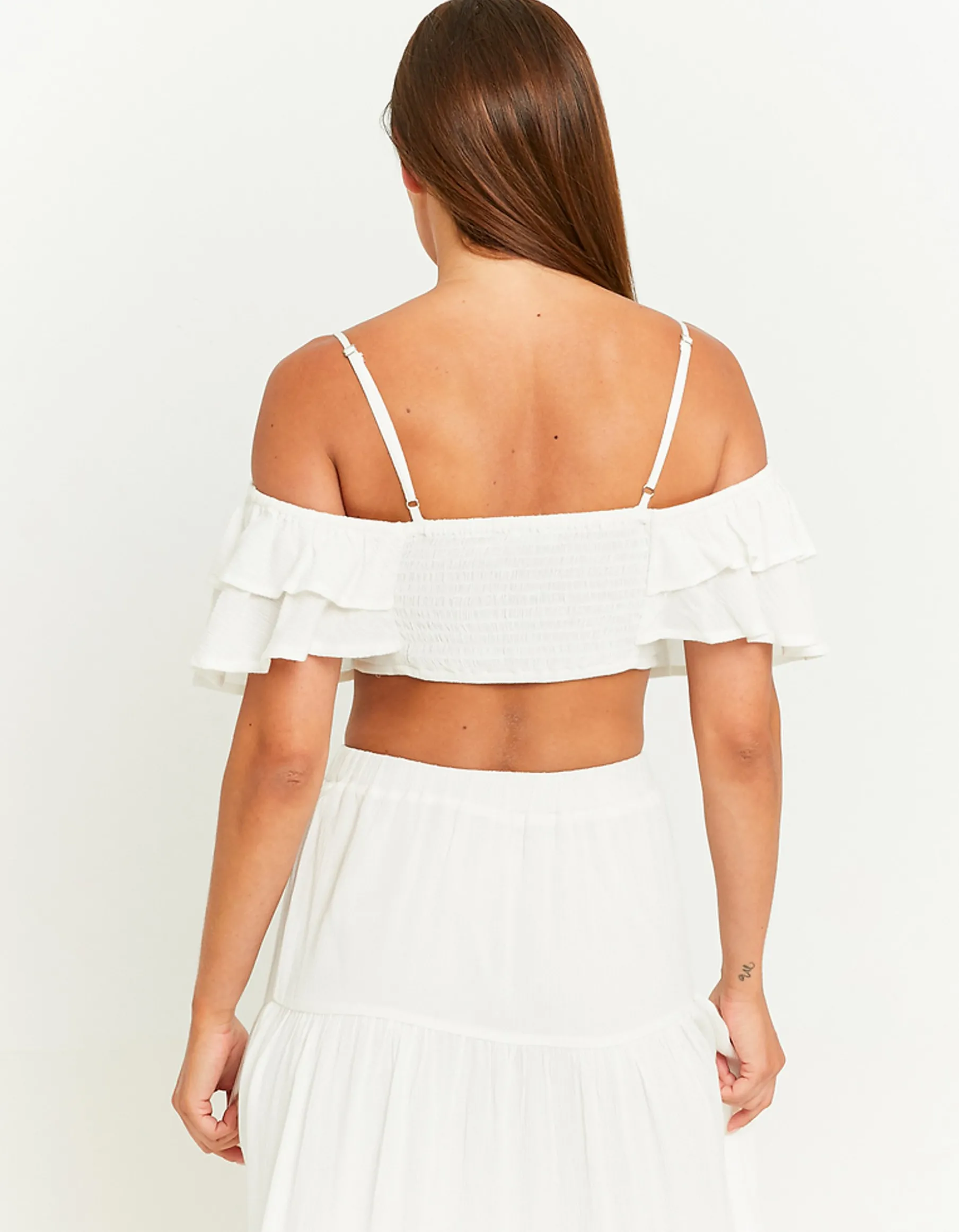 Tally Weijl Top^Crop Top Bianco con Volants