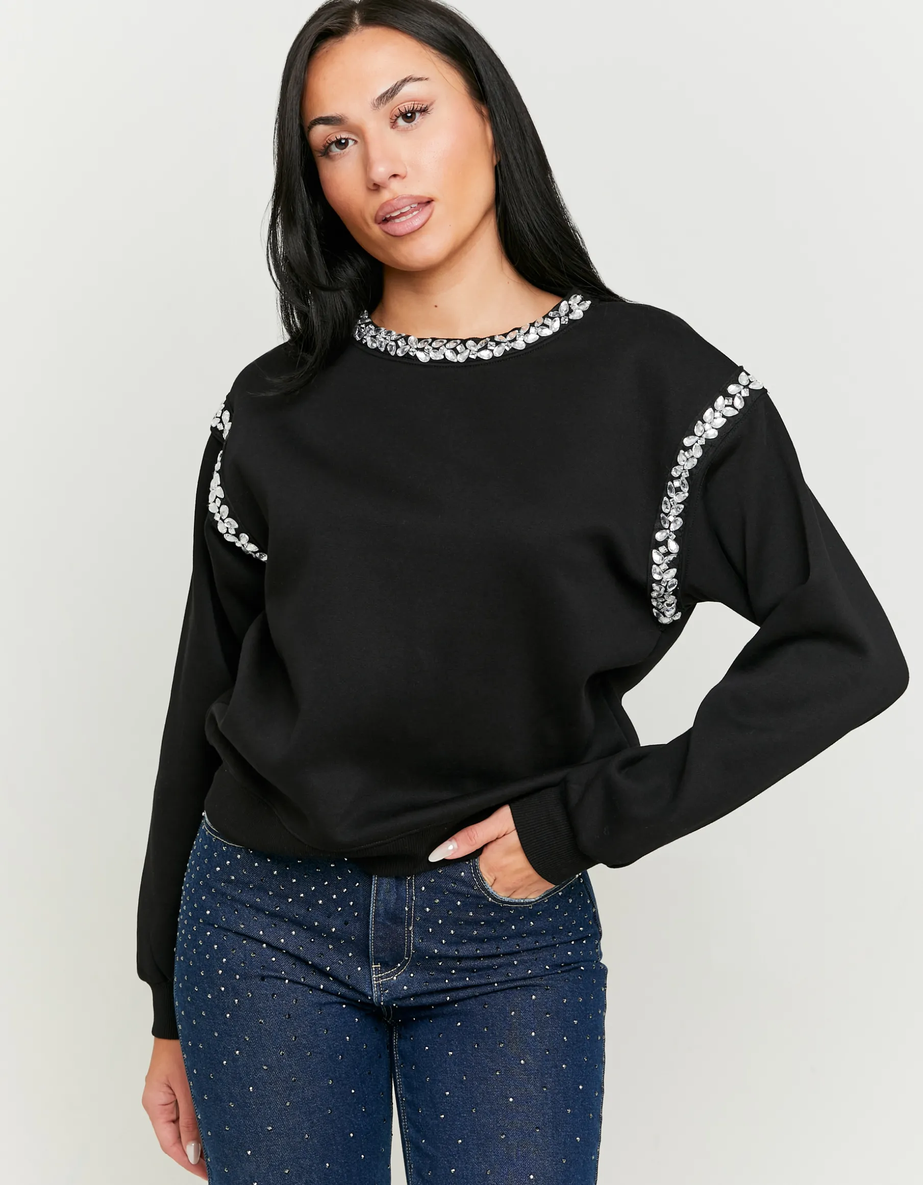 Tally Weijl Felpe & Hoodies^Felpa Nera con Cristalli