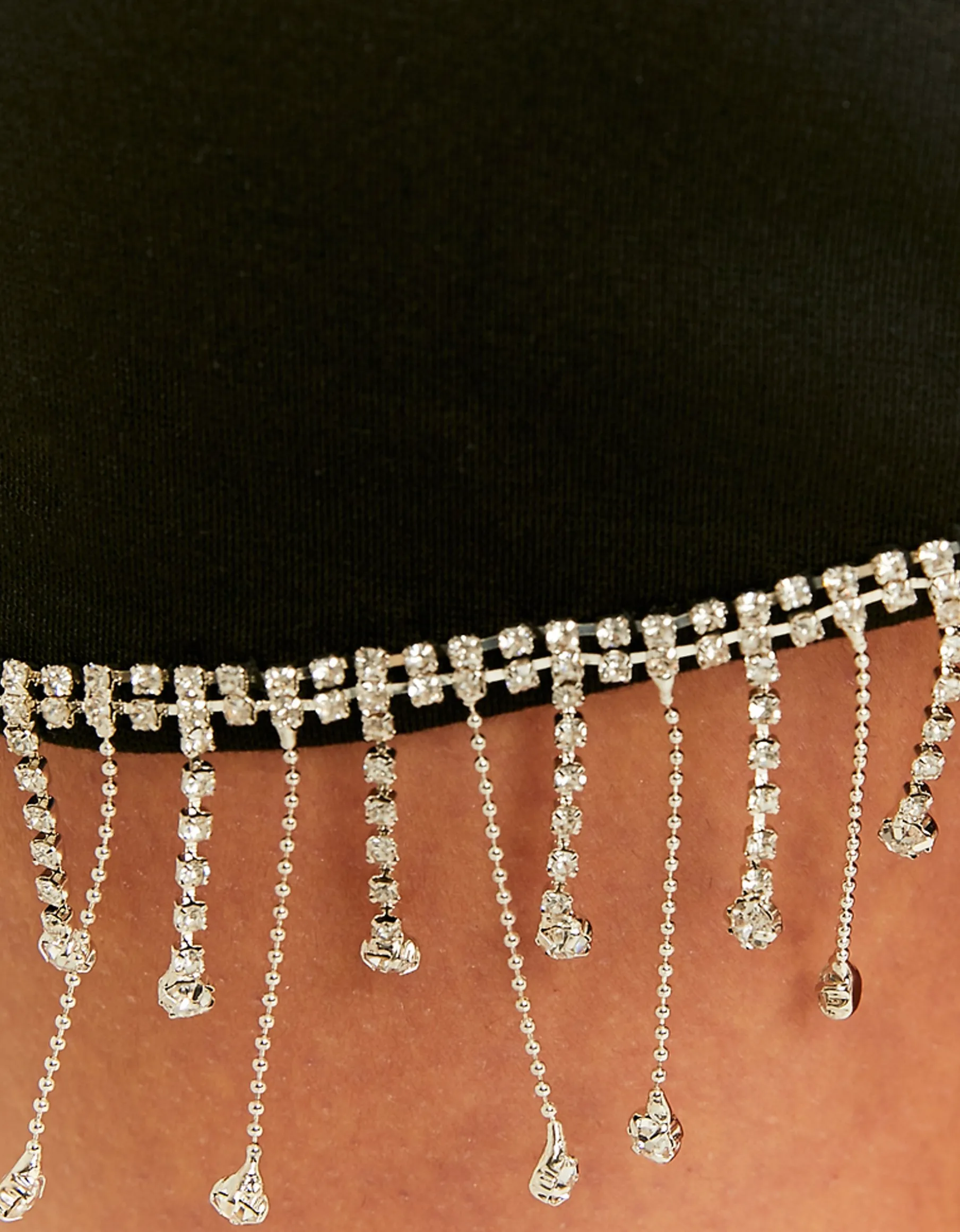 Tally Weijl Gonne^Gonna Corta Nera con Cascata di Strass