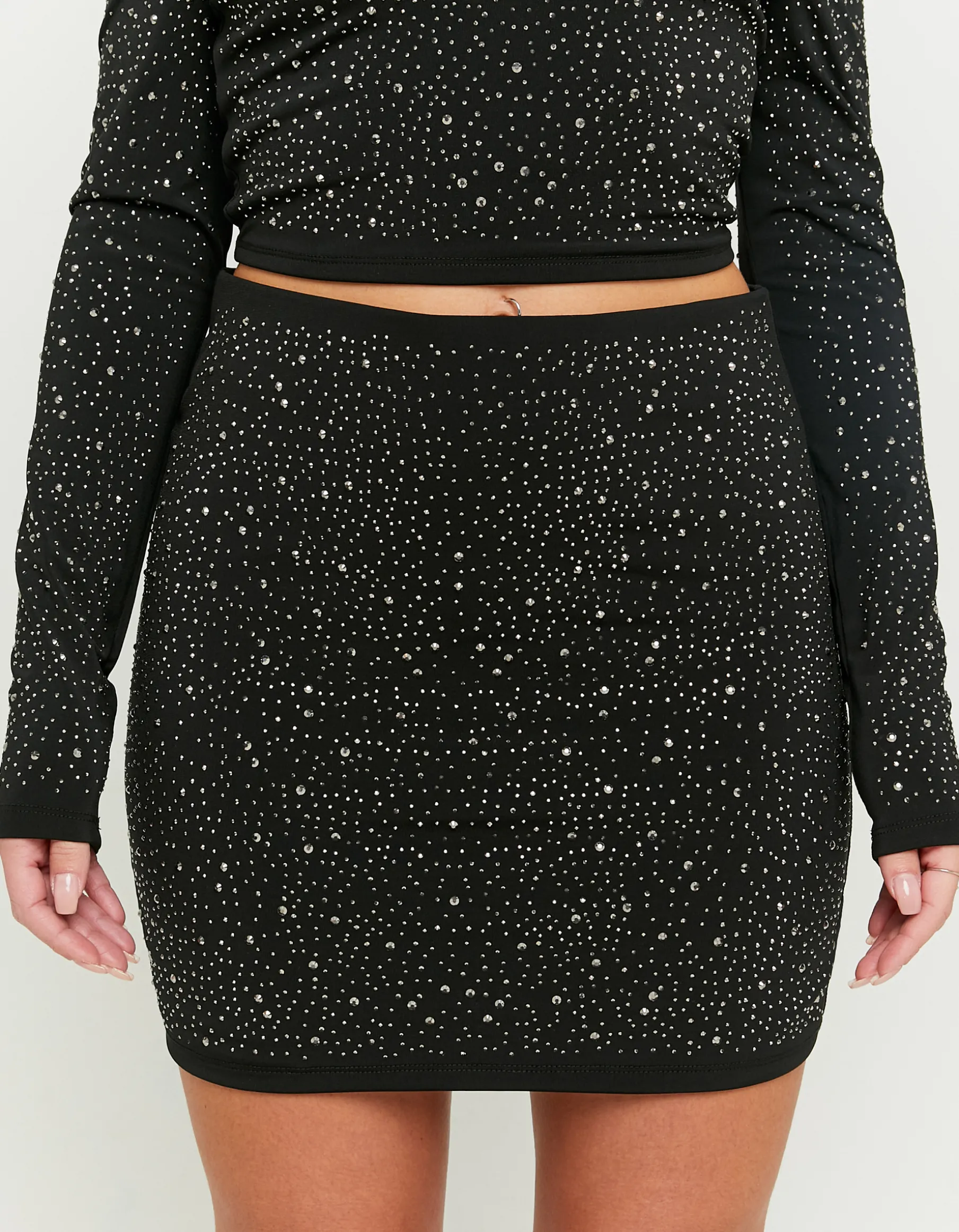 Tally Weijl Gonne | Total Look^Gonna Corta Nera con Strass