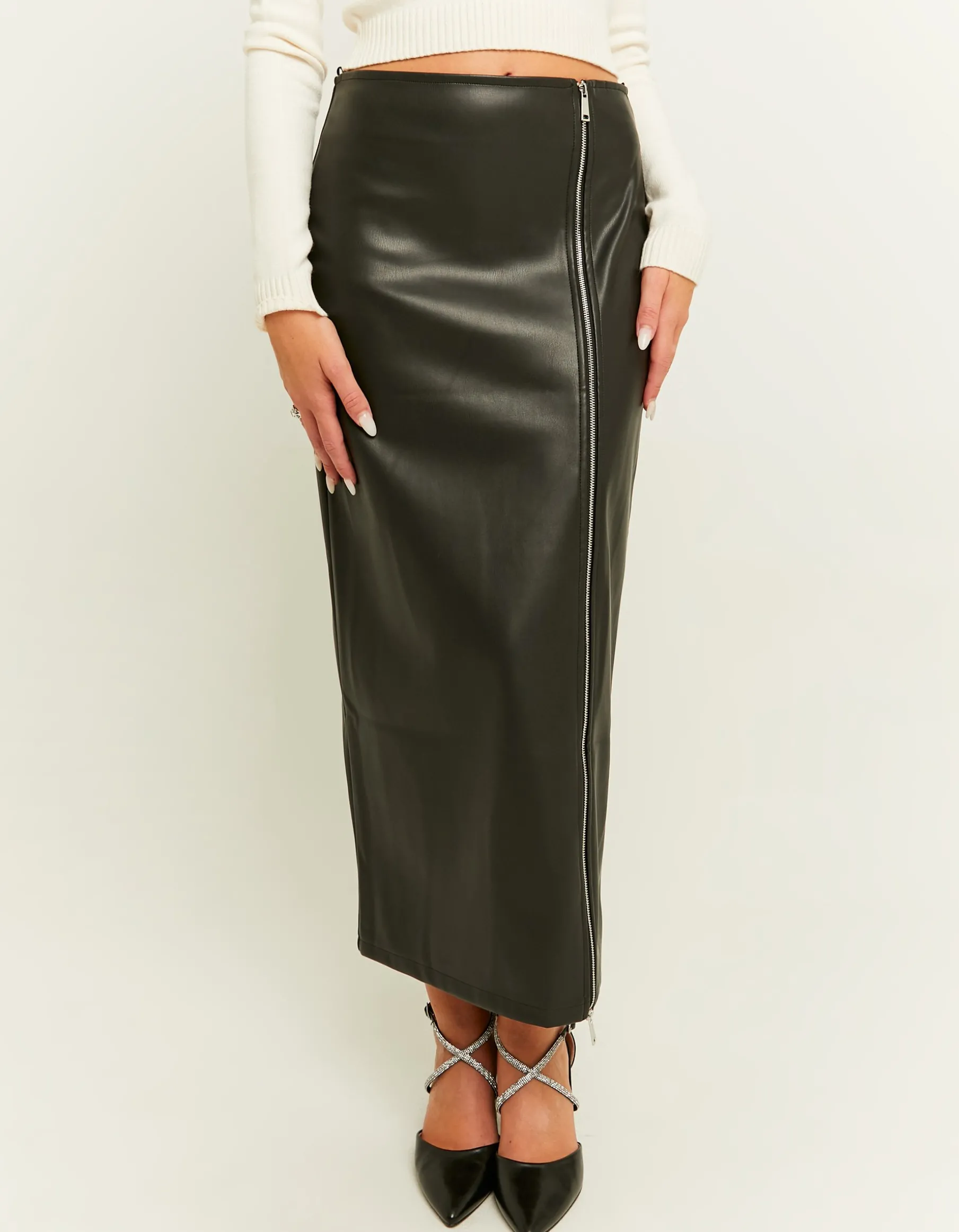 Tally Weijl Gonne^Gonna Maxi Nera in Finta Pelle con Zip