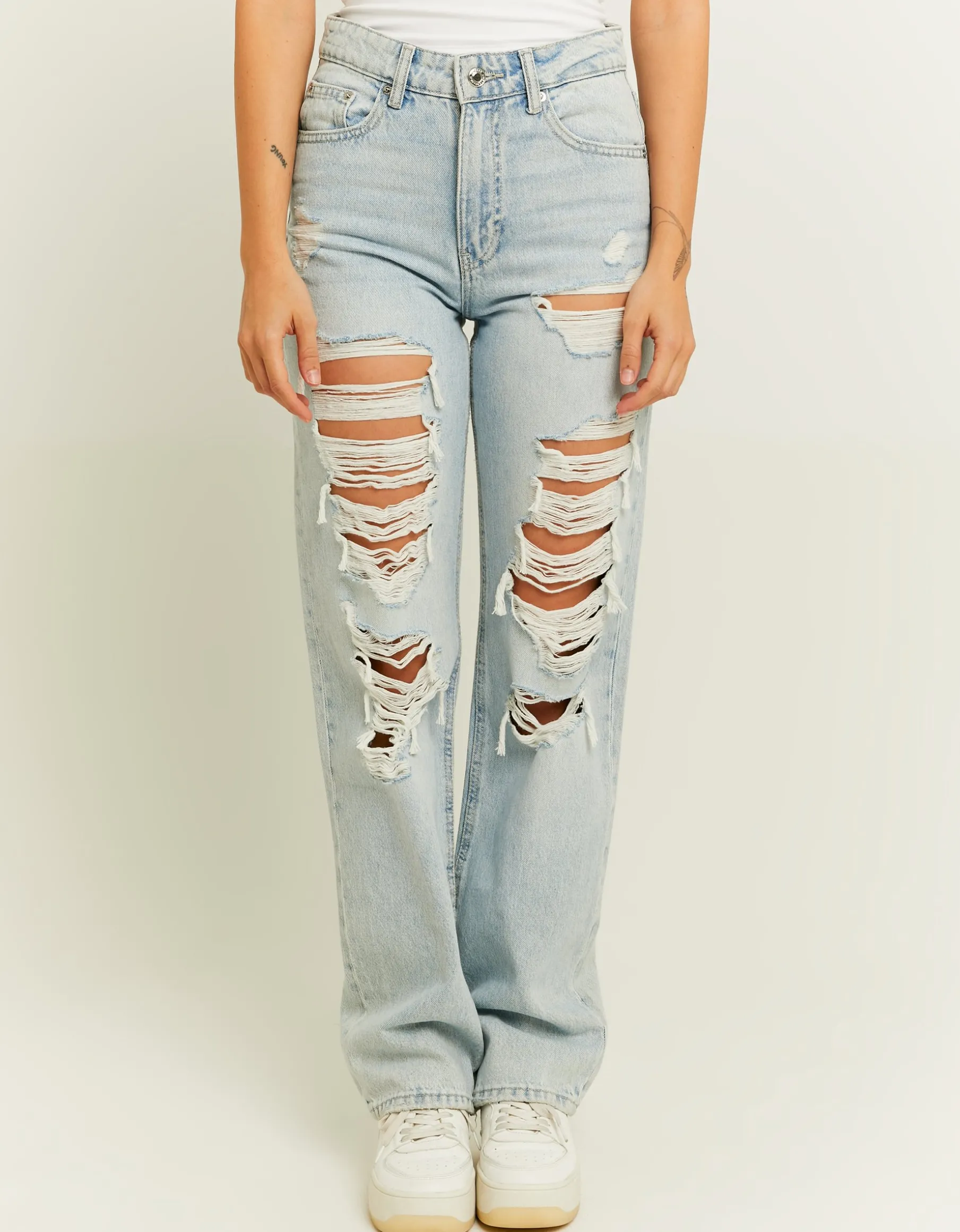 Tally Weijl Jeans^Jeans Straight Leg a Vita Alta con Strappi