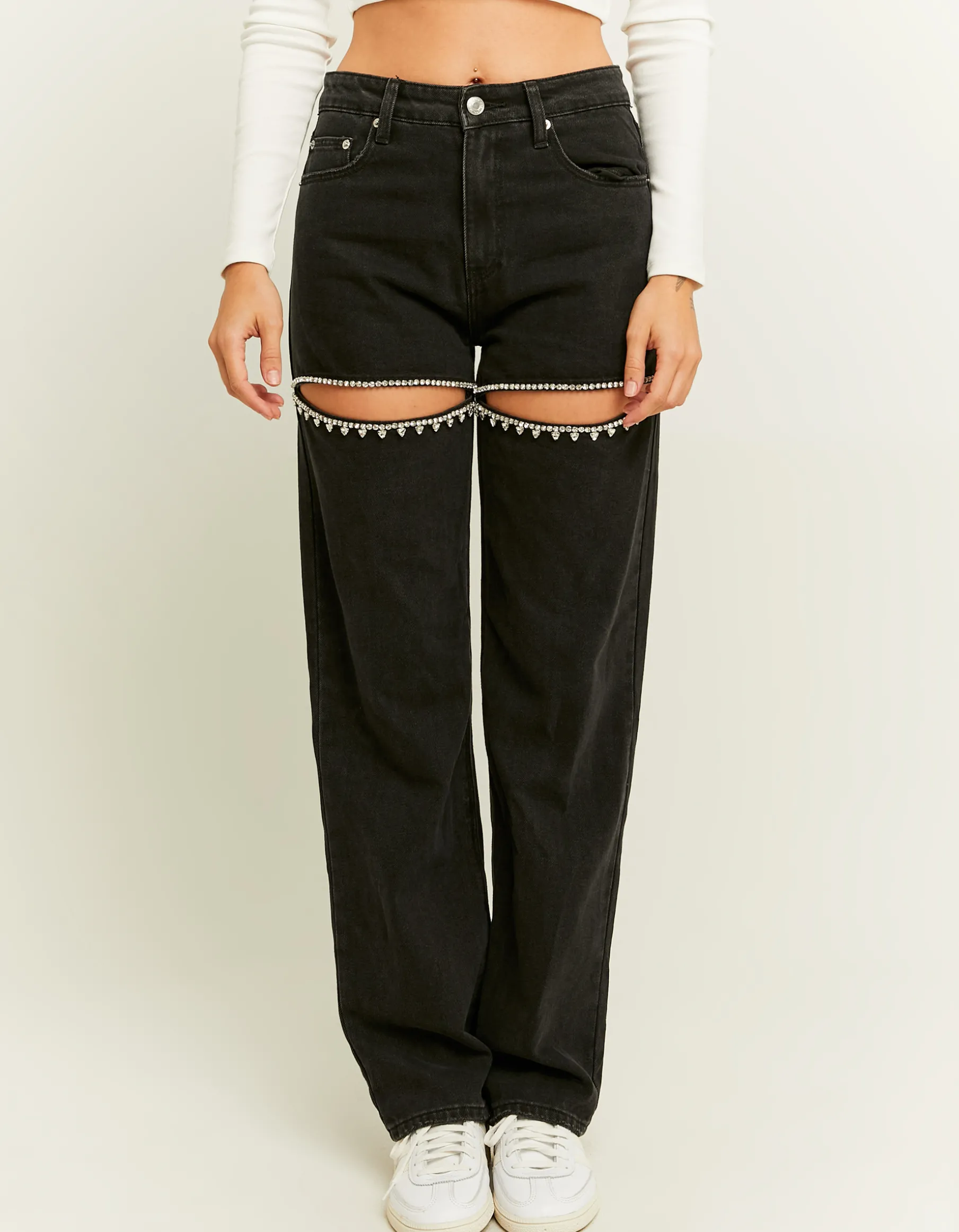 Tally Weijl Jeans^Jeans Straight Leg con Cut Out e Strass
