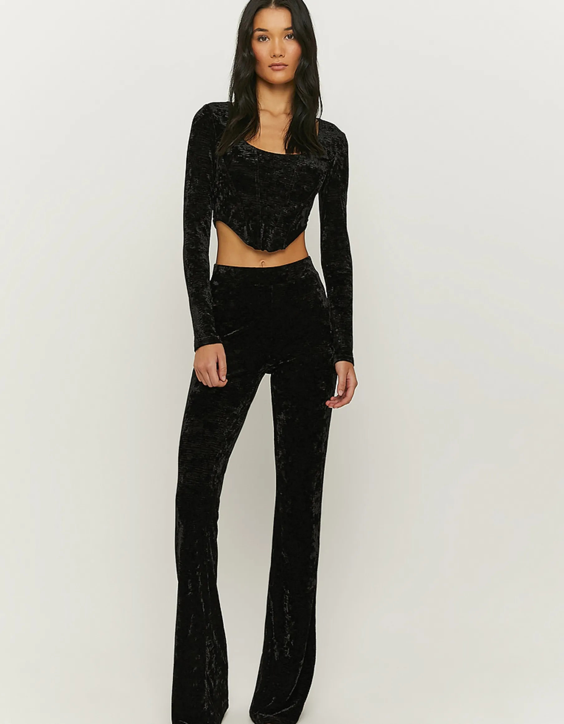 Tally Weijl Leggings^Leggings A Zampa In Velluto A Vita Alta Neri