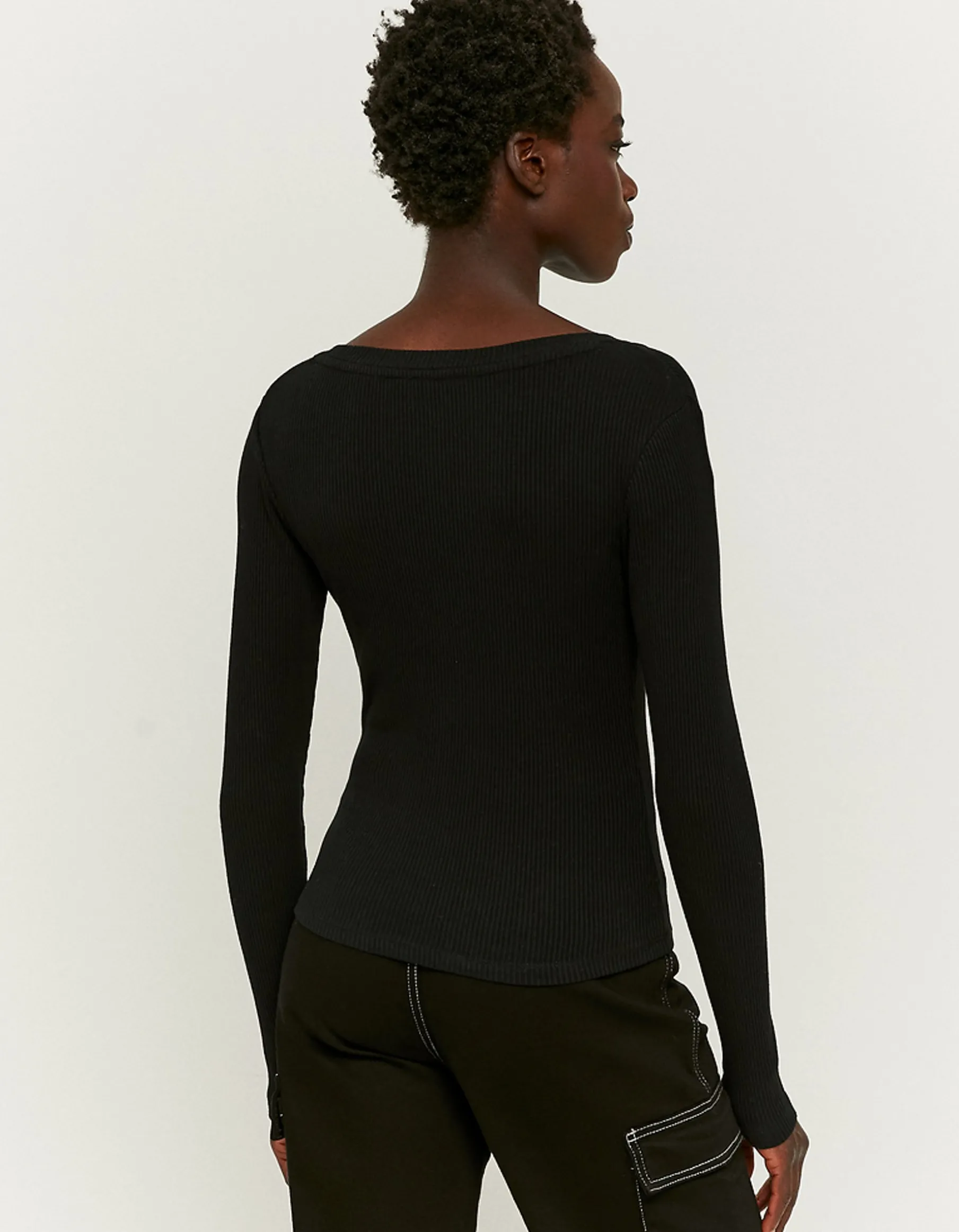 Tally Weijl Magliette Basiche^Maglietta Basica a Costine Nera