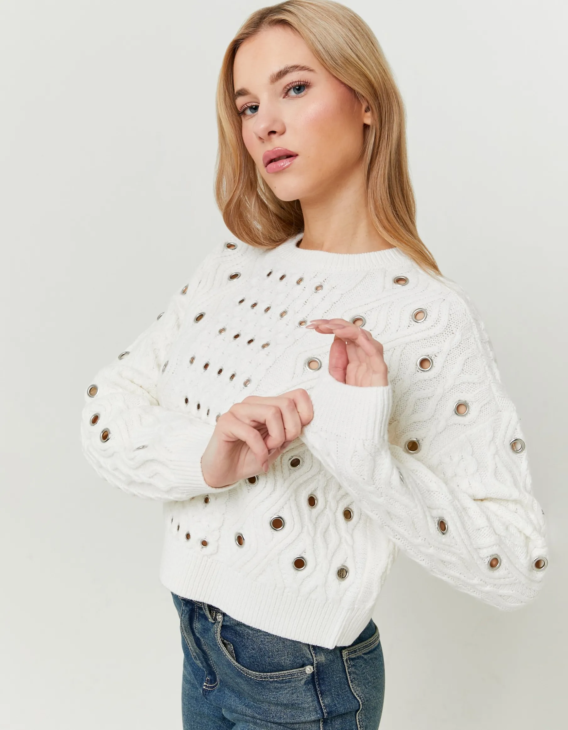Tally Weijl Maglieria^Maglione Bianco con Occhielli