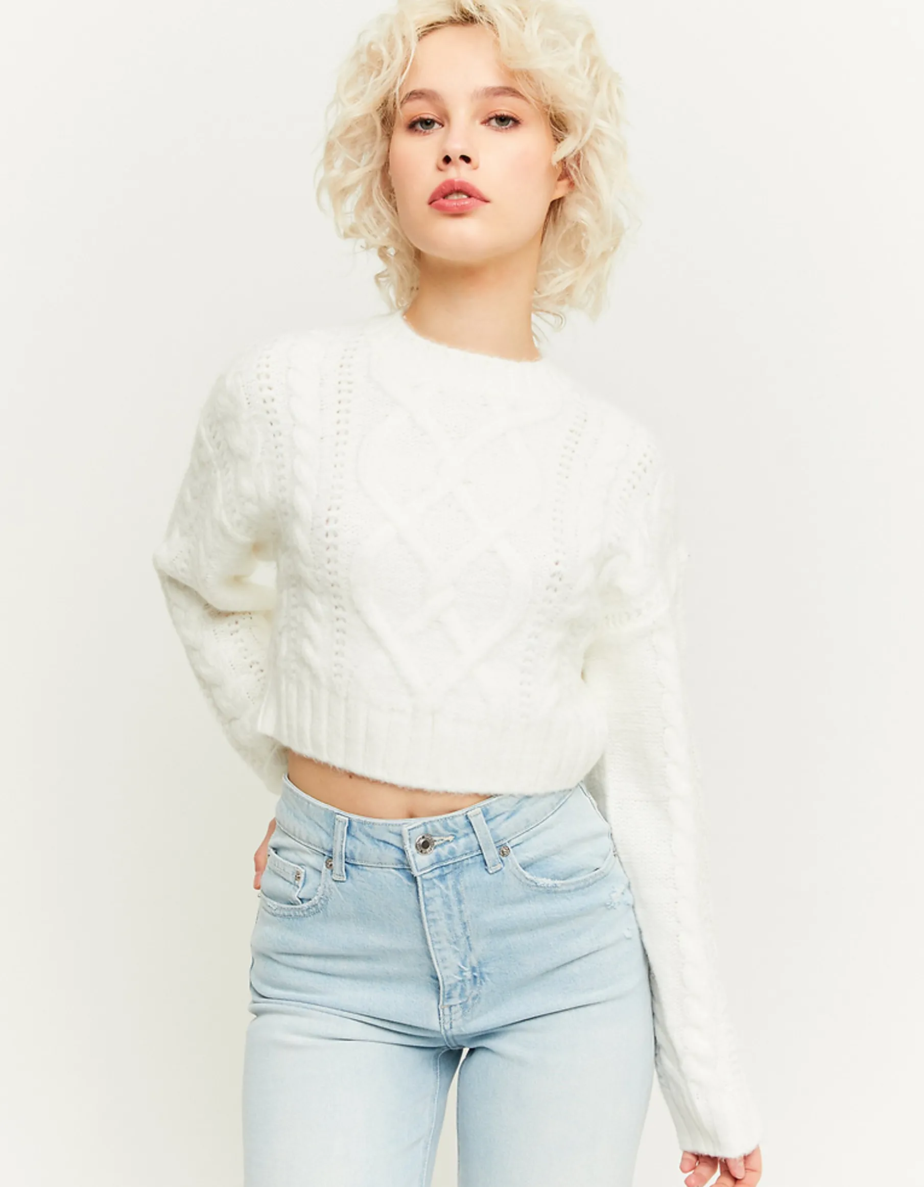 Tally Weijl Maglieria^Maglione bianco in maglia a cavi