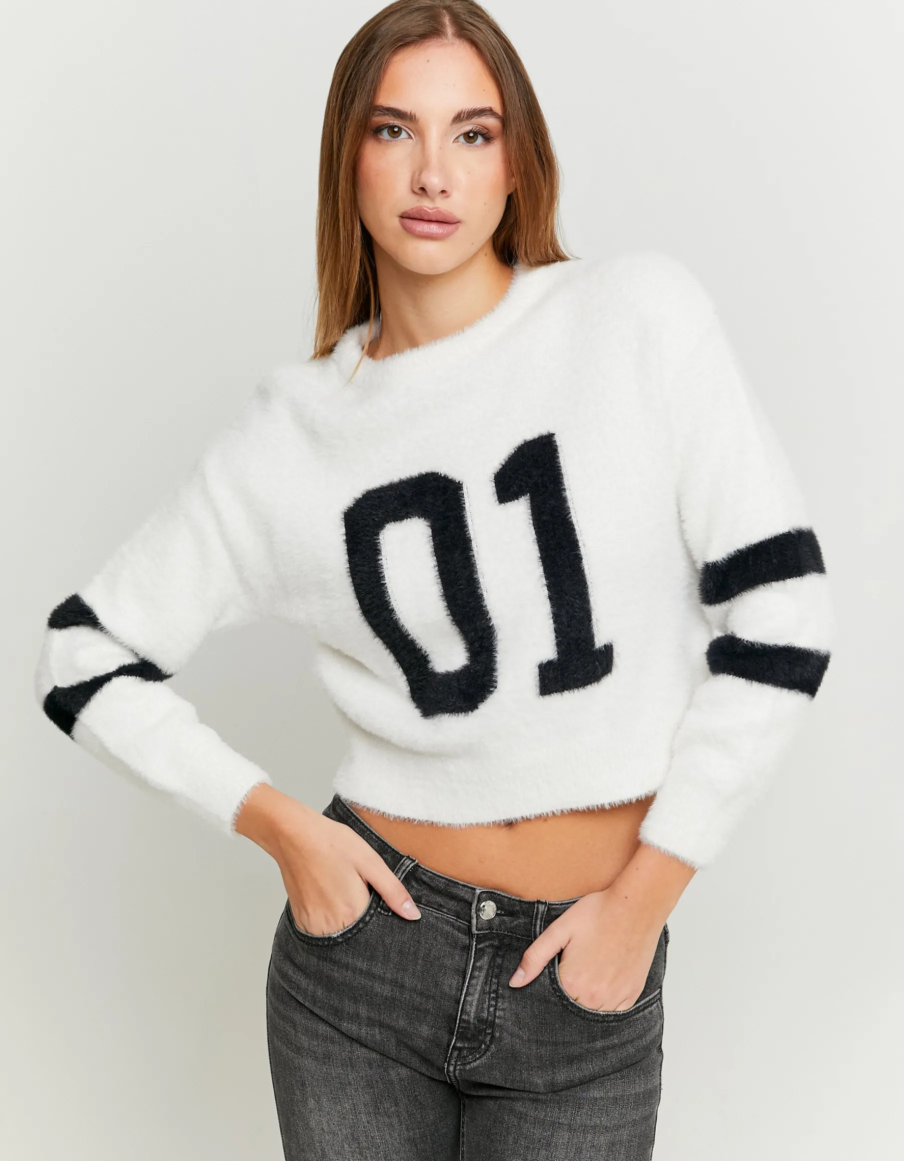 Tally Weijl Maglieria^Maglione Collegiale Bianco Morbido
