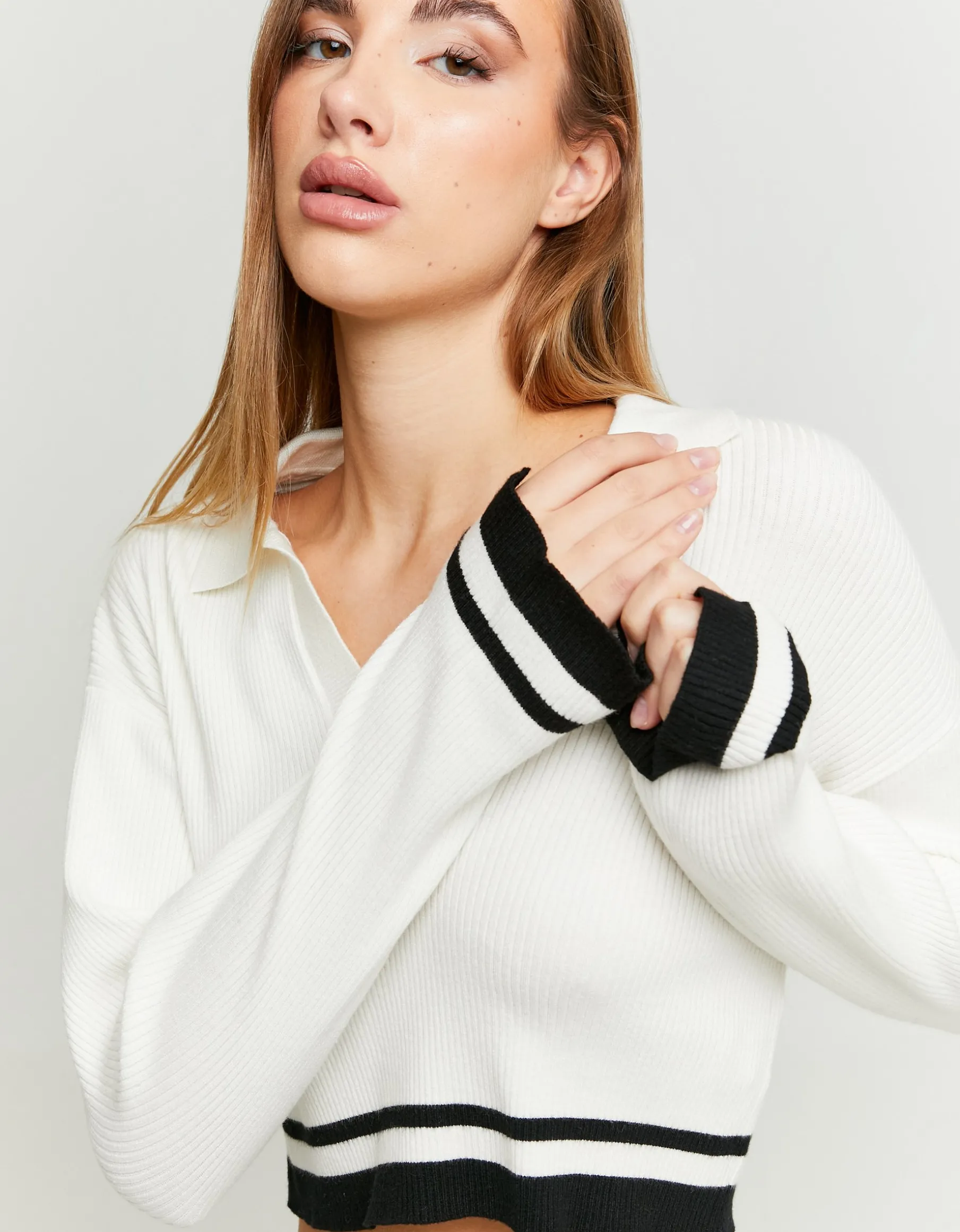 Tally Weijl Maglieria^Maglione con Scollatura Polo a Righe