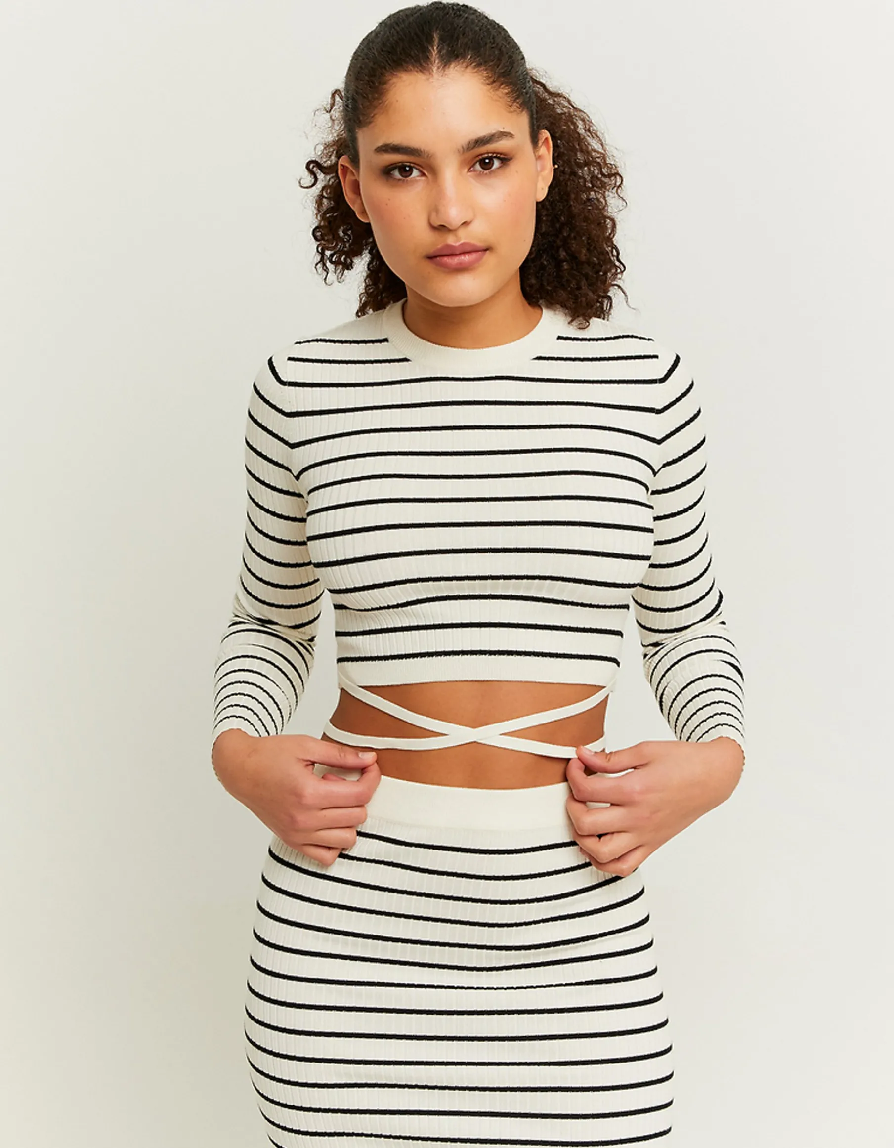 Tally Weijl Maglieria^Maglione Corto a Righe con Dettaglio Fancy