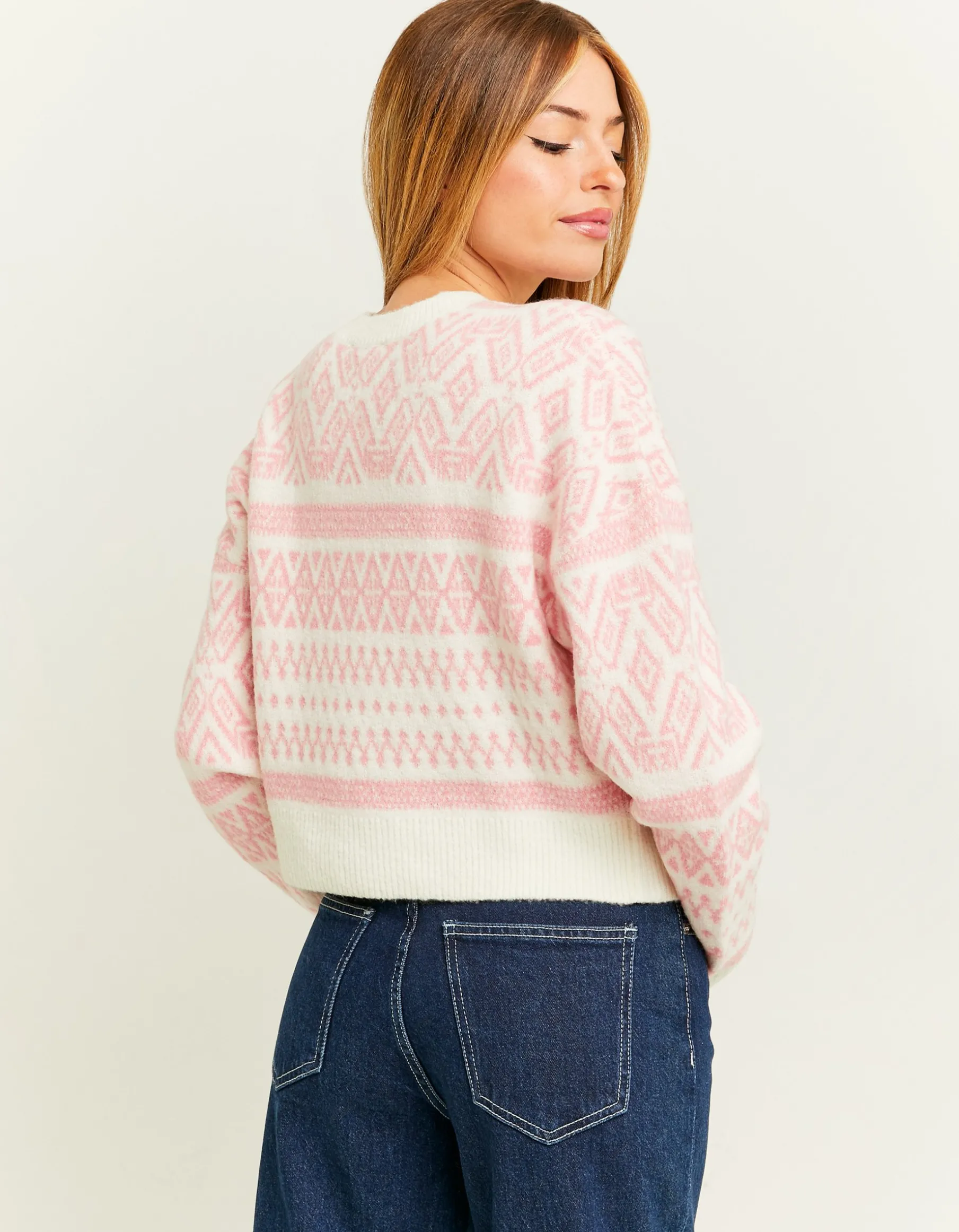 Tally Weijl Maglieria^Maglione Corto Rosa con Motivo Geometrico
