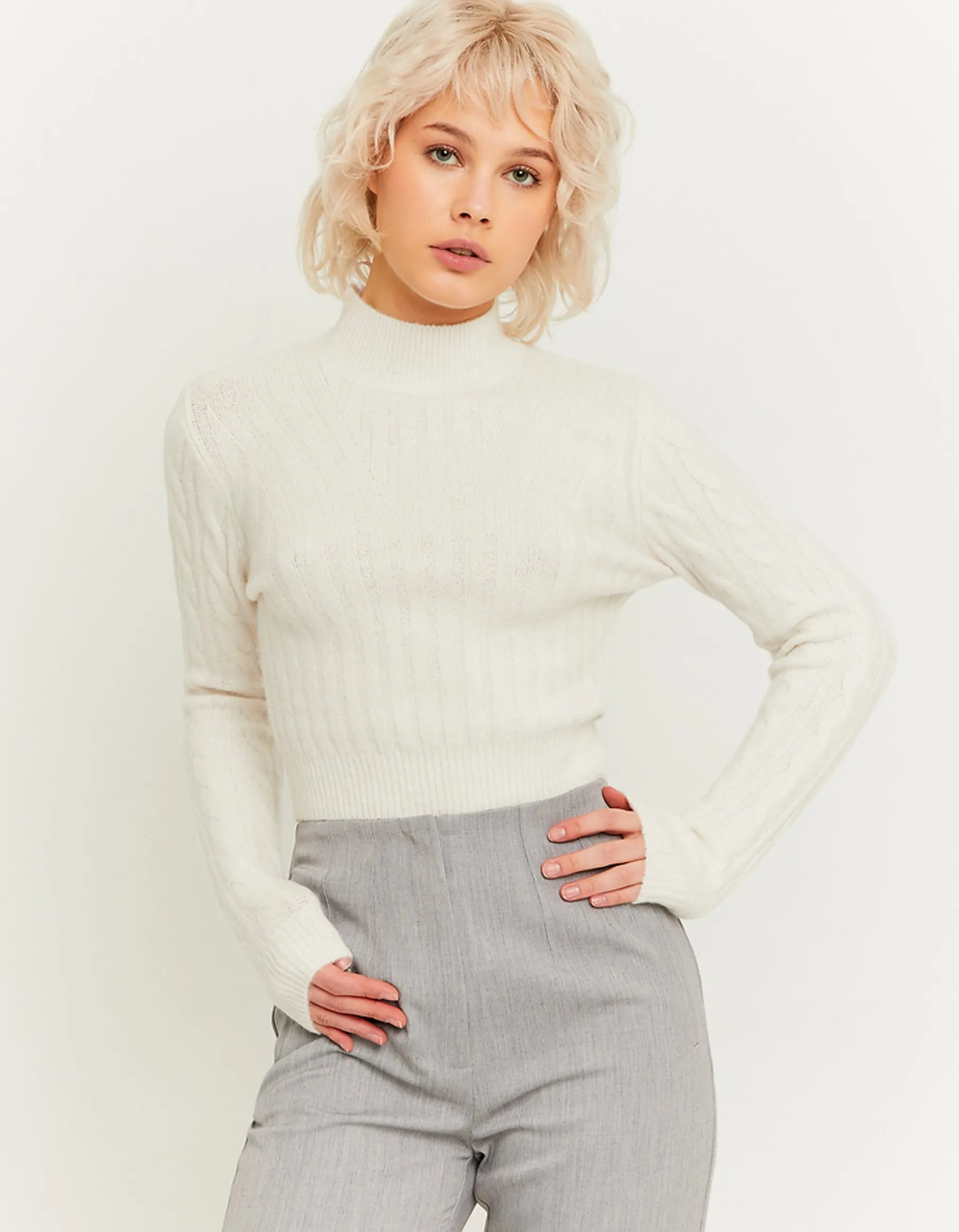 Tally Weijl Maglieria^Maglione Dolcevita a Treccia Bianco