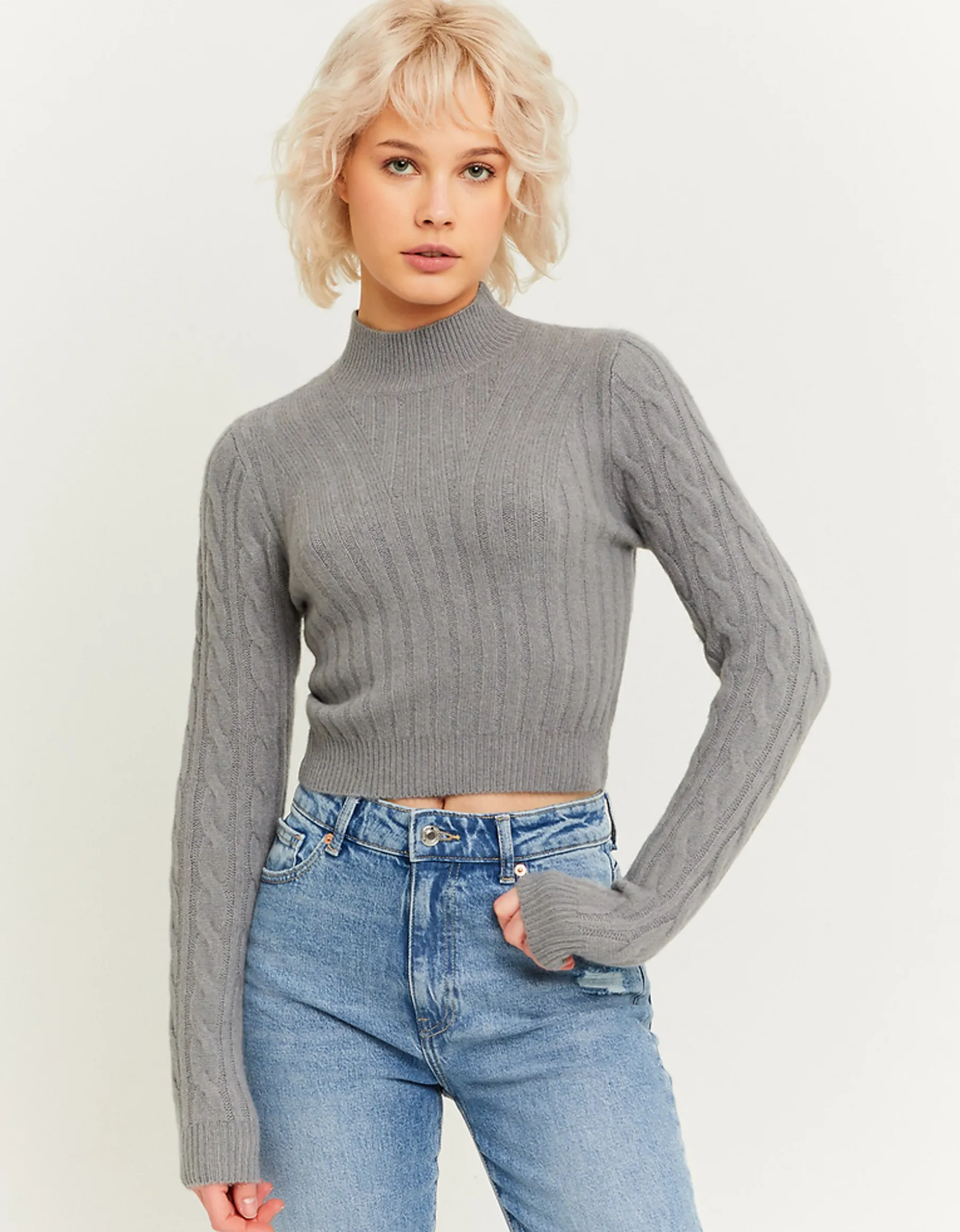 Tally Weijl Maglieria^Maglione Dolcevita a Treccia Grigio