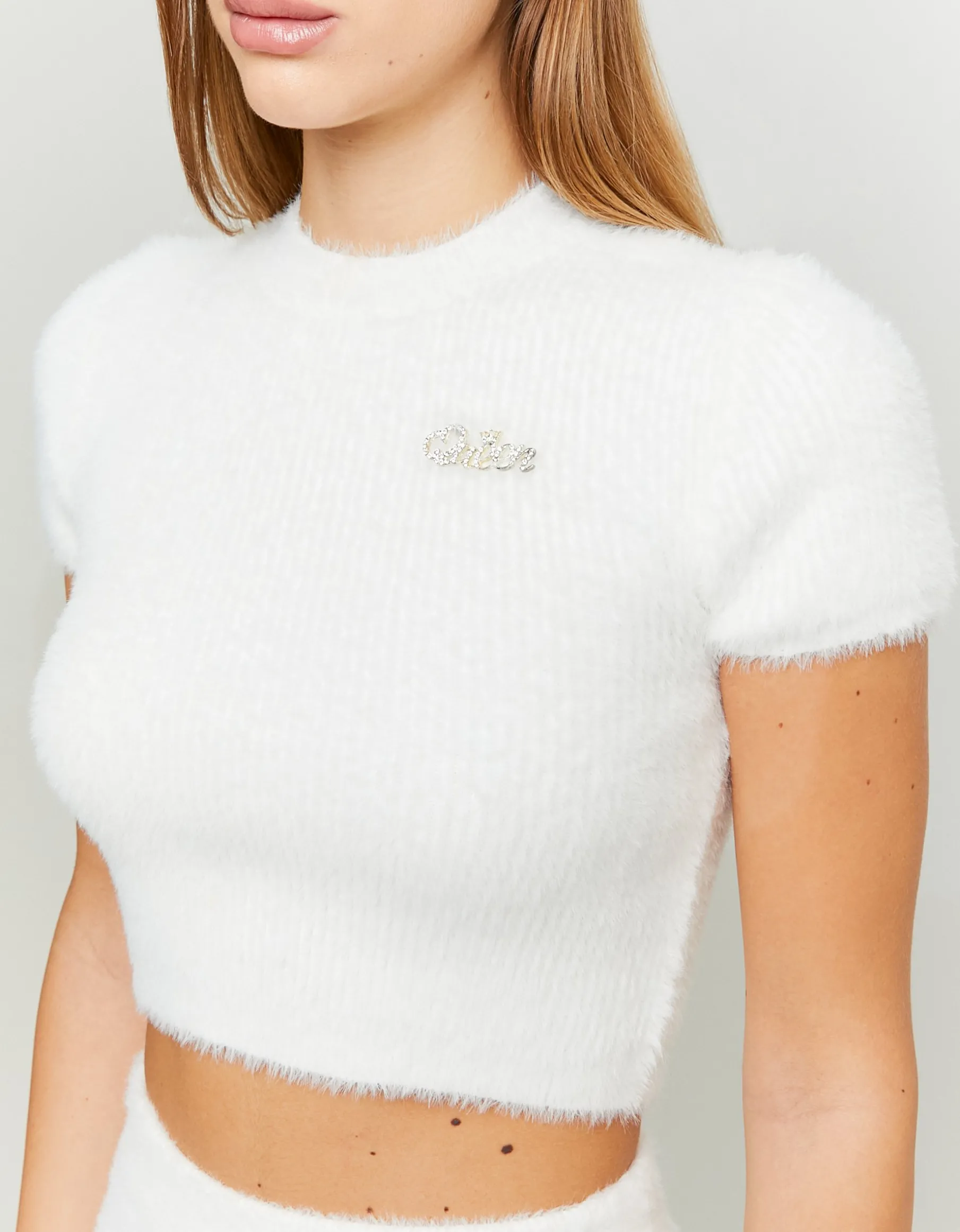 Tally Weijl Maglieria^Maglione Morbido Bianco con Fiocco di Strass