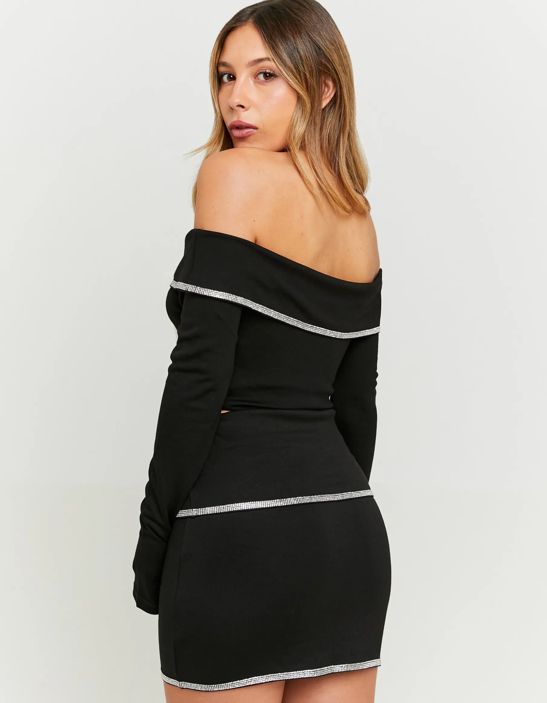 Tally Weijl Gonne | Total Look^Minigonna Nera con Dettagli in Strass