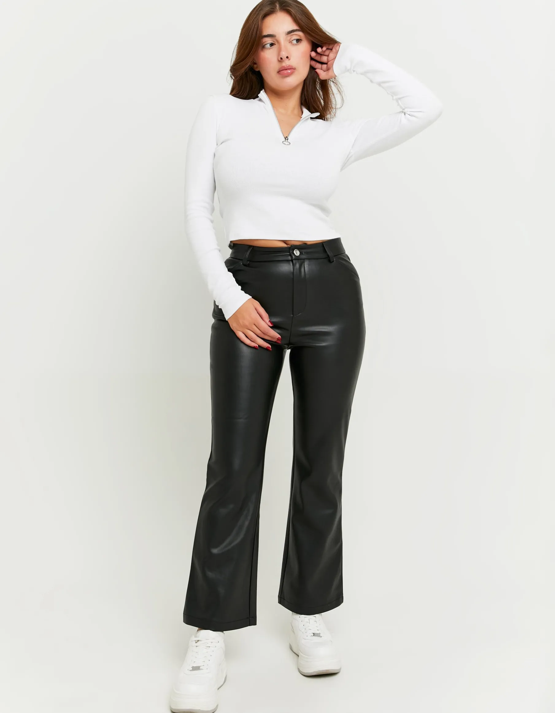 Tally Weijl Pantaloni^Pantalone a Zampa In Finta Pelle Nera