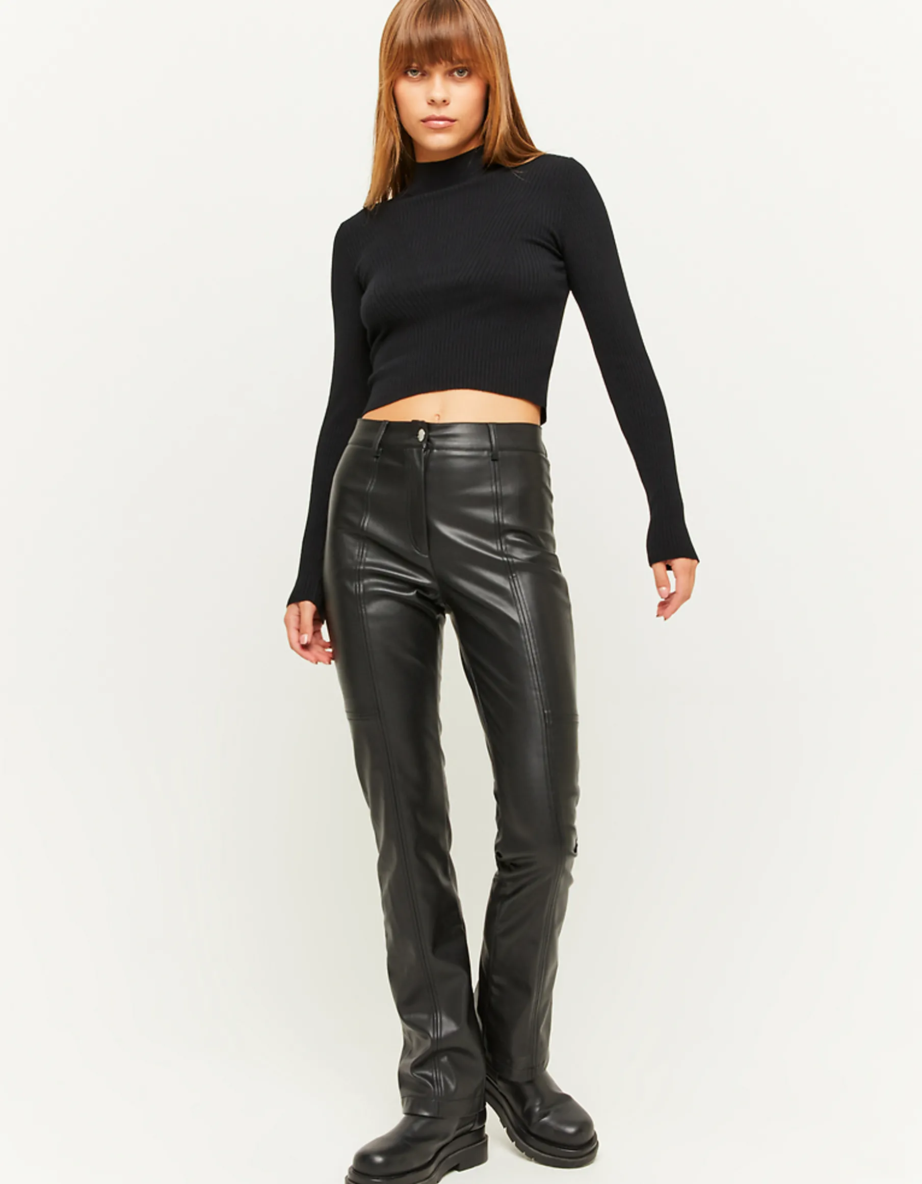 Tally Weijl Pantaloni^Pantaloni Straight Leg In Similpelle Neri