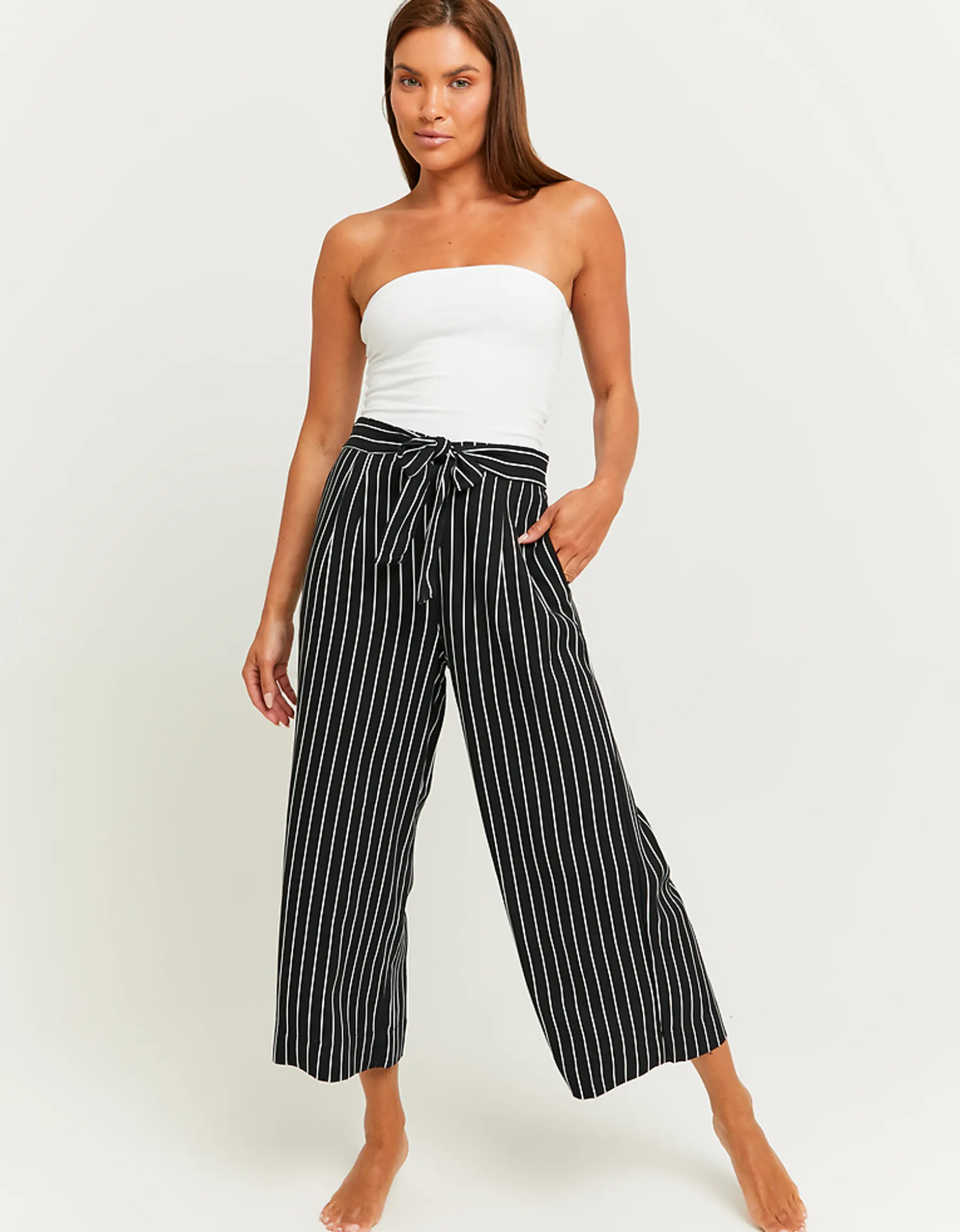 Tally Weijl Pantaloni^Pantaloni Wide Leg a Righe con Vita Elasticizzata