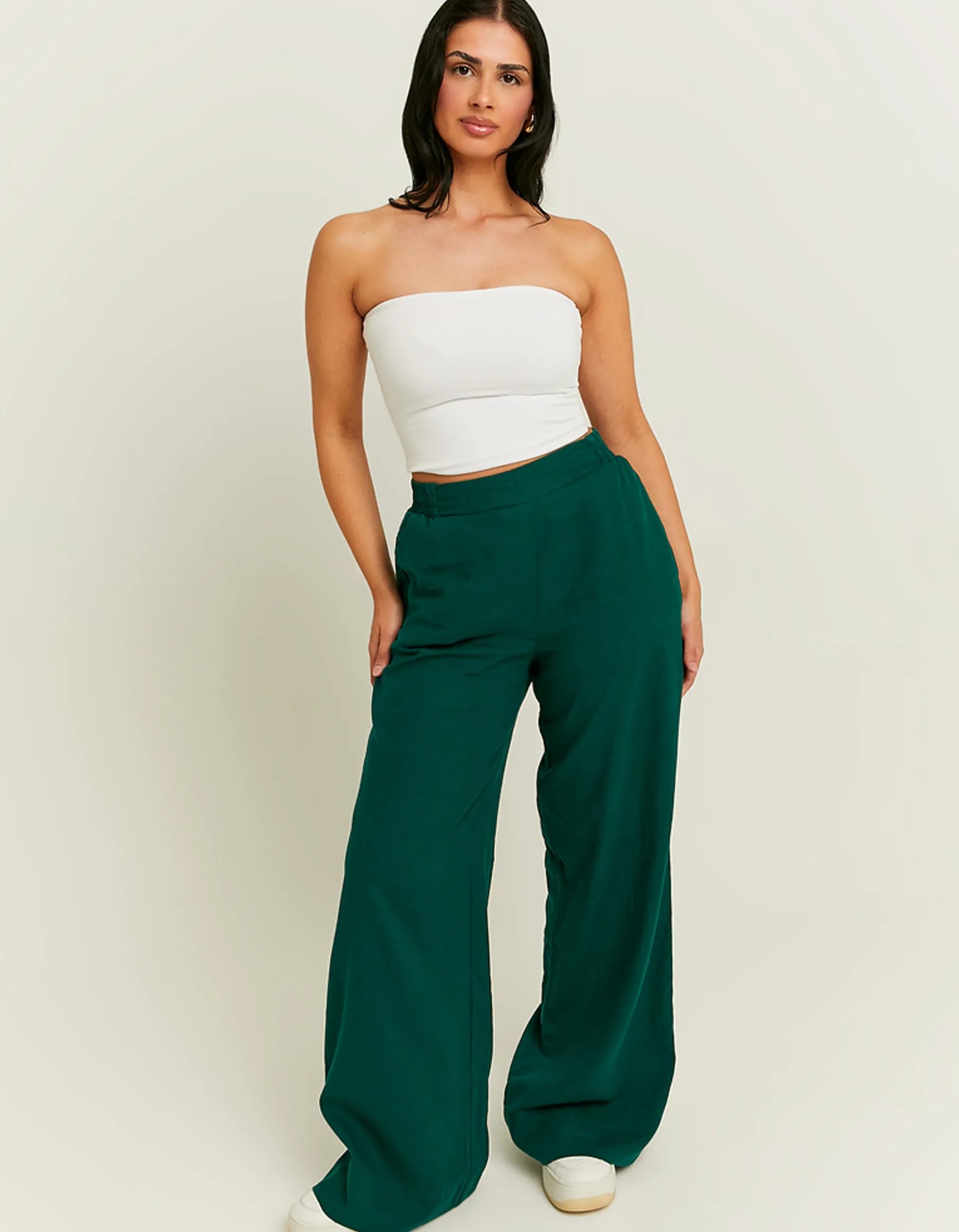 Tally Weijl Pantaloni^Pantaloni Wide Leg in Lino Verdi