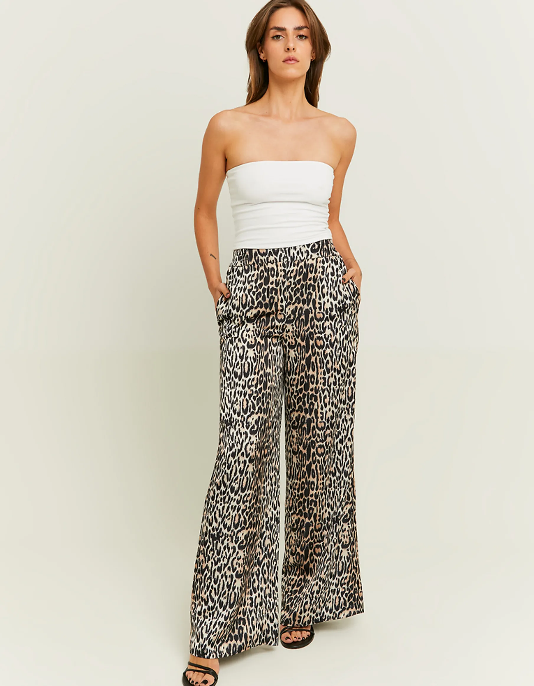 Tally Weijl Pantaloni^Pantaloni Wide Leg in Raso con Stampa Leopardata
