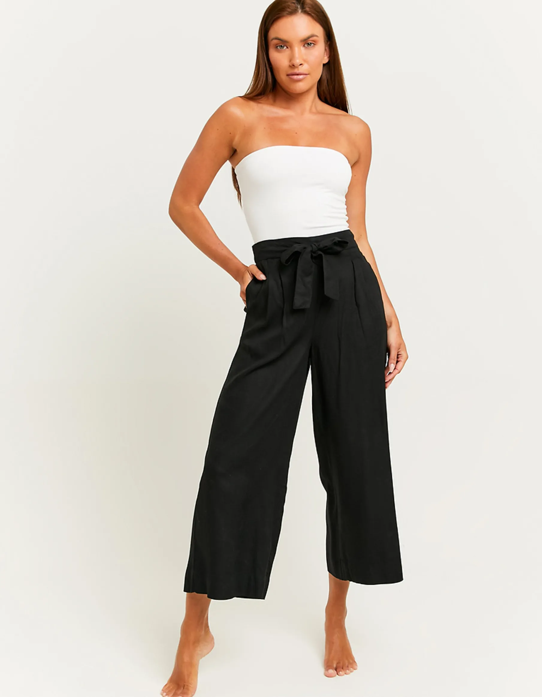 Tally Weijl Pantaloni^Pantaloni Wide Leg Neri con Vita Elasticizzata