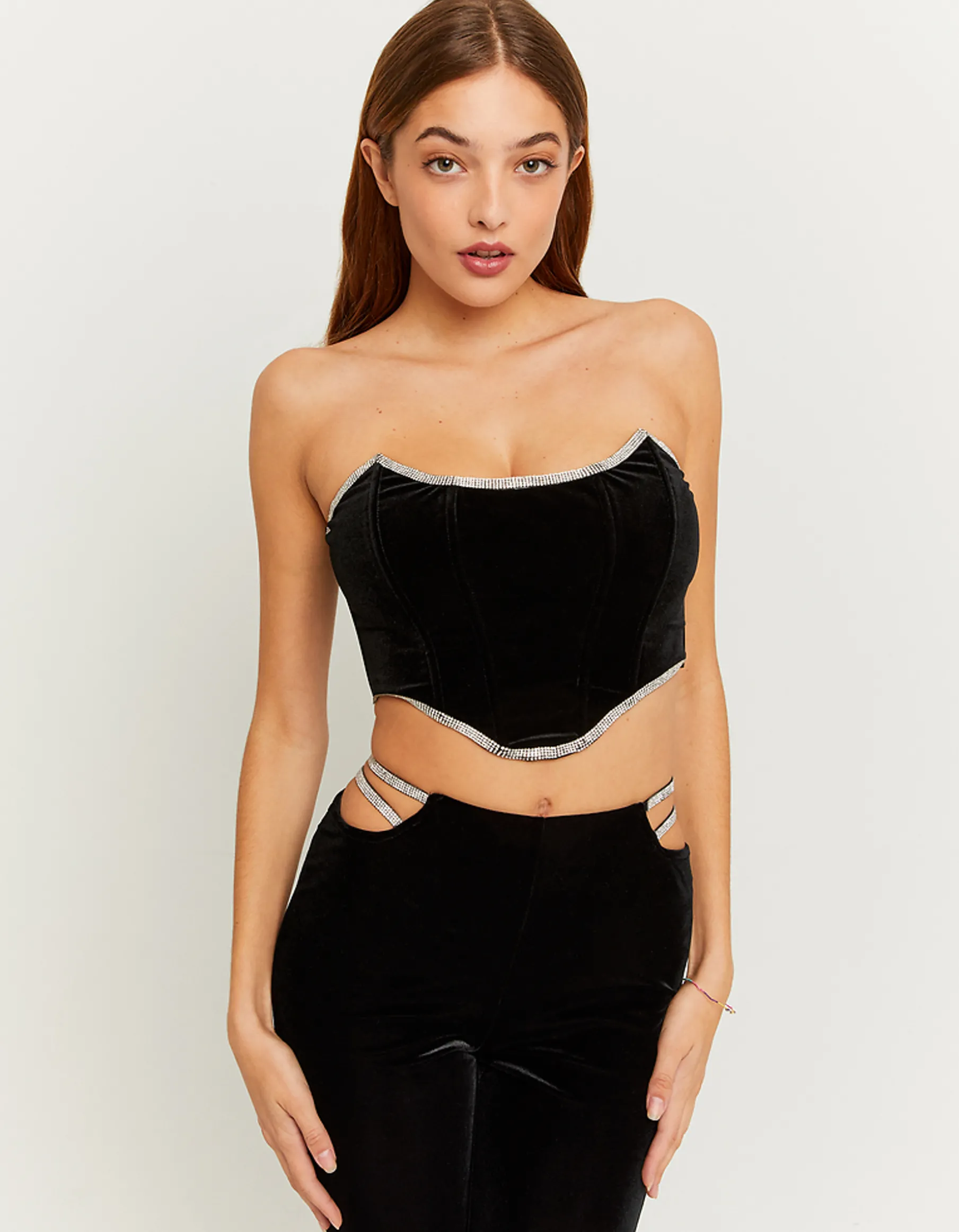 Tally Weijl Top^Top Bustino in Velluto con Strass