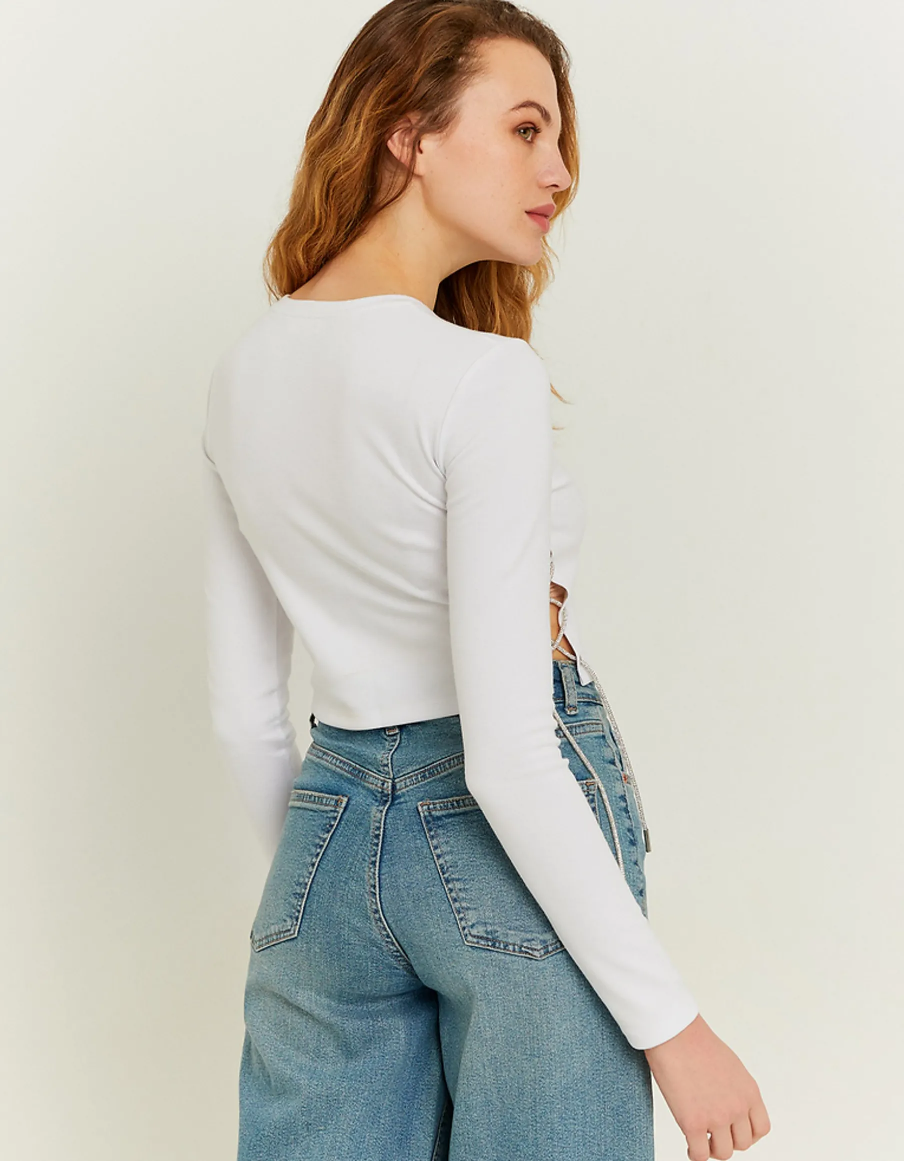 Tally Weijl Top^Top Corto Bianco con Catena in Strass
