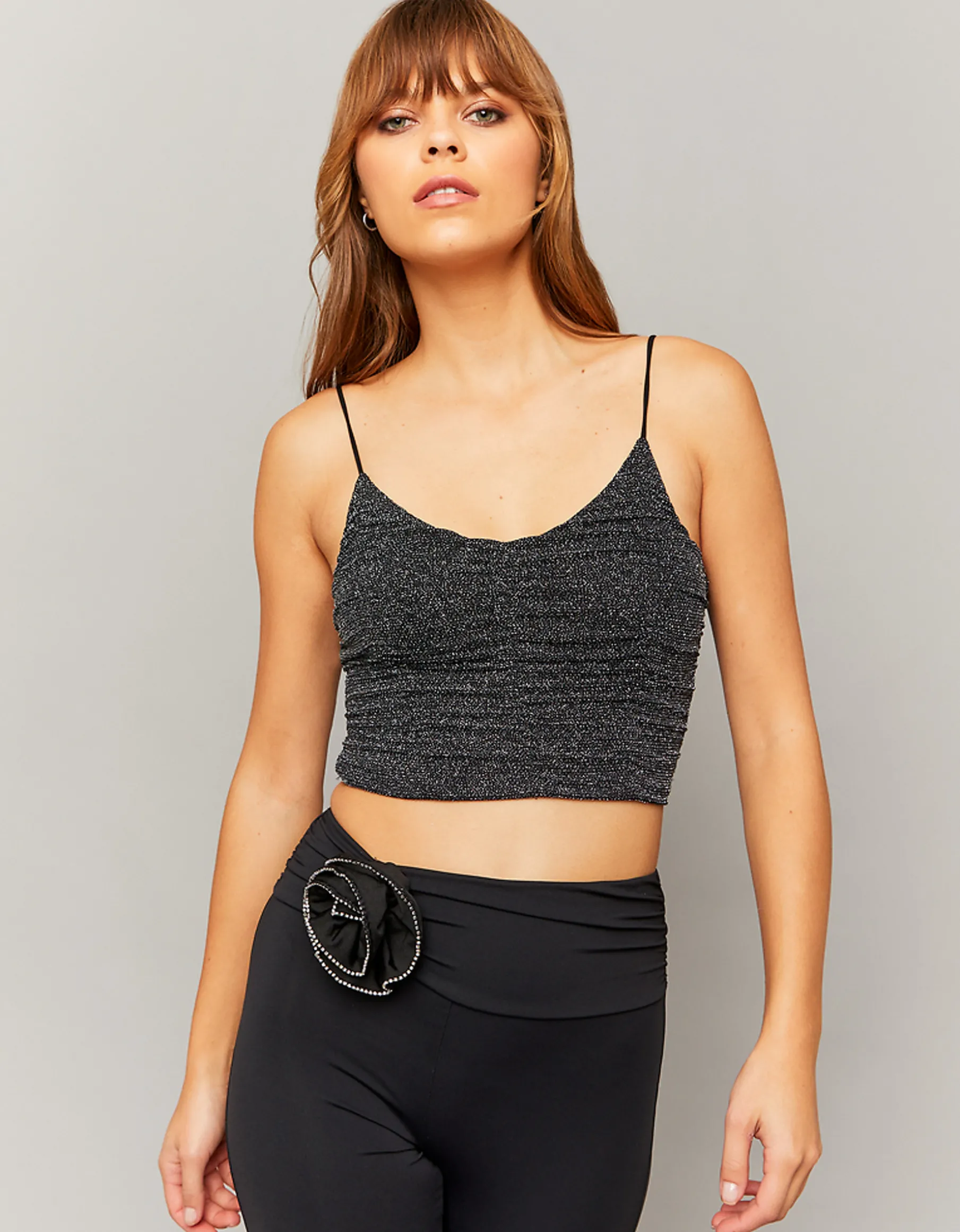 Tally Weijl Top^Top Corto in lurex grigio