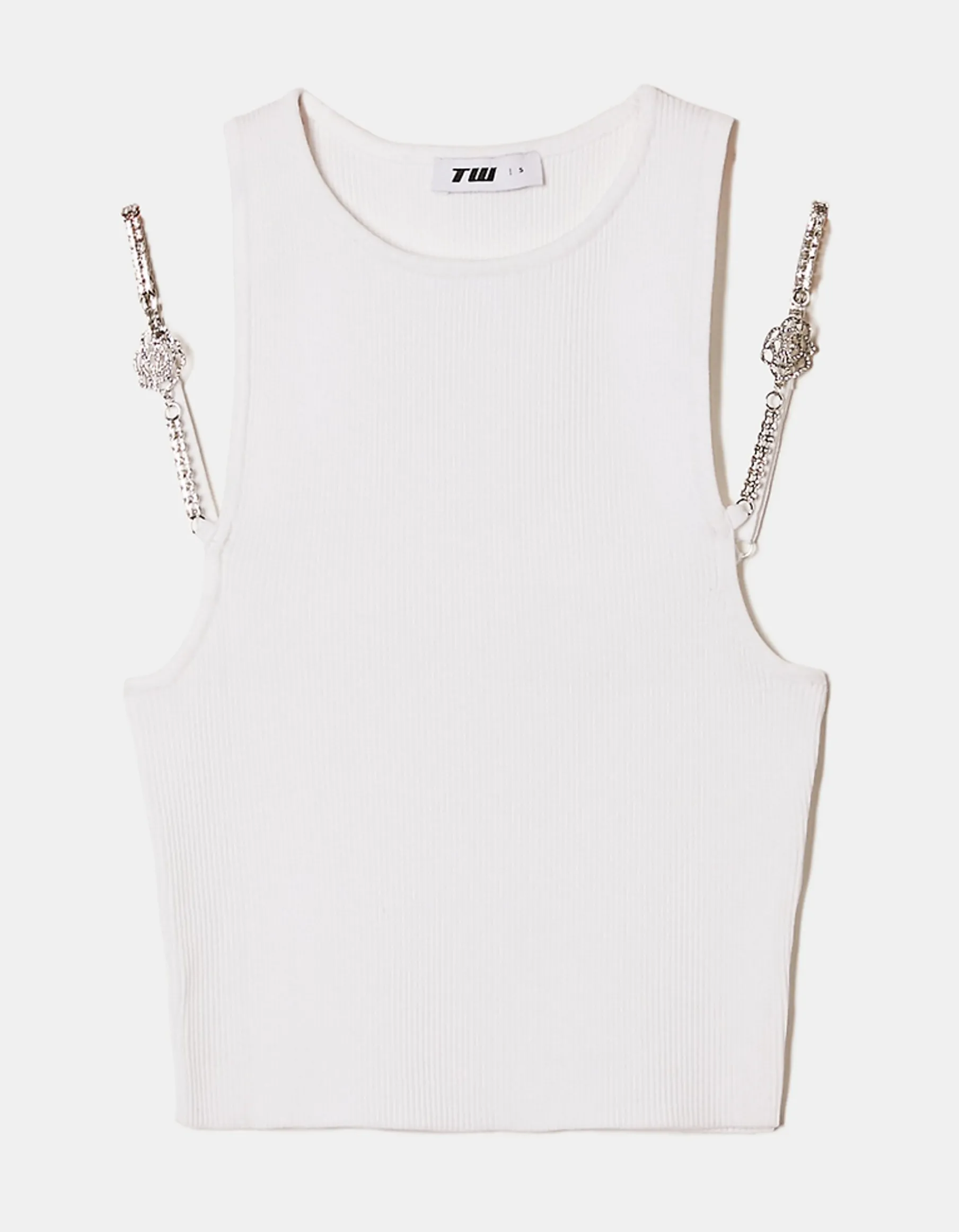 Tally Weijl Maglieria | Top^Top in Maglia Bianco con Dettaglio in Strass sulle Spalline