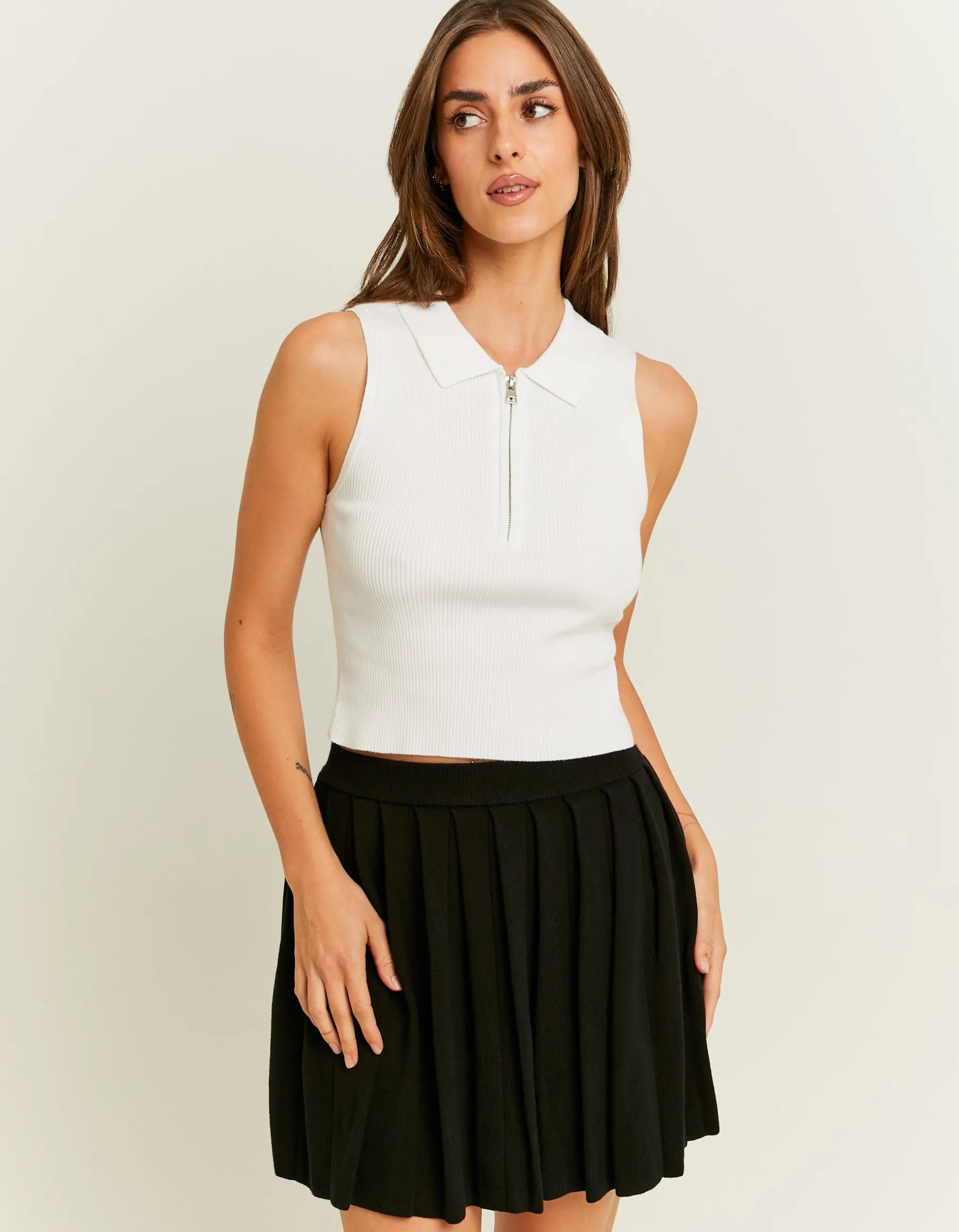 Tally Weijl Maglieria | Top^Top Polo in Maglia Bianco con Zip